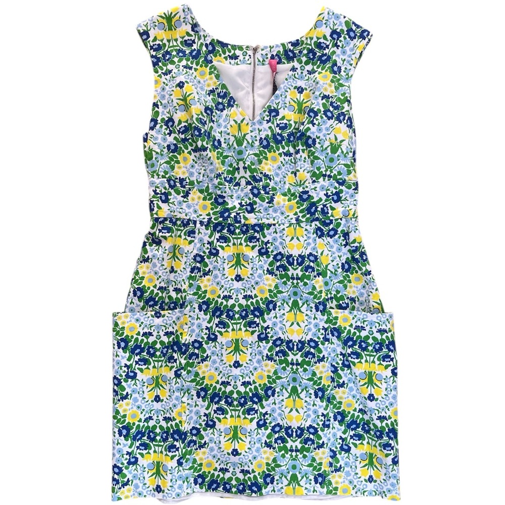 Anthropologie Tracy Reese Floral Patch Pocket Plunge Neck Floral Spring Dress